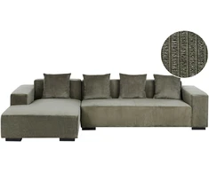 Beliani L formos kampinė sofa LUNGO, velvetinis, žalia, dešininė