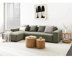 Beliani L formos kampinė sofa LUNGO, velvetinis, žalia, dešininė