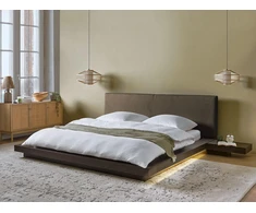 Beliani LED dvigulė lova Boucle ZEN 180 x 200 cm tamsaus uosio spalvos