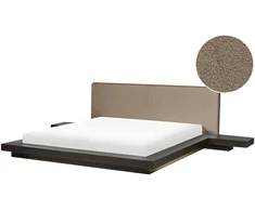 Beliani LED dvigulė lova Boucle ZEN 180 x 200 cm tamsaus uosio spalvos