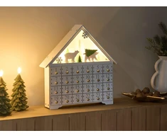 Beliani LED kalėdinė dekoracija MJOSA advento kalendorius 33 cm baltos spalvos