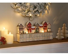 Beliani LED kalėdinė dekoracija VISTERFLO, 24 cm, advento kalendorius, šviesiai rudas
