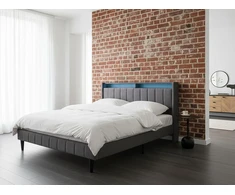 Beliani LED lova BEAULIEU tamsiai pilka 160 x 200 cm su USB prievadu ir saugykla