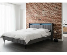 Beliani LED lova BEAULIEU tamsiai pilka 180 x 200 cm su USB prievadu ir daiktadėže