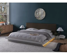 Beliani LED lova Boucle ZEN 180 x 200 cm balta