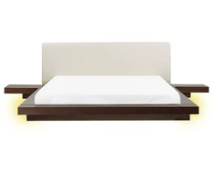 Beliani LED lova iš dirbtinės odos ZEN 160 x 200 cm tamsus uosis