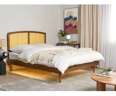 Beliani LED lova iš rotango VARZY 160 x 200 cm ruda