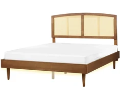 Beliani LED lova iš rotango VARZY 160 x 200 cm ruda