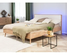 Beliani LED lova SERRIS 160 x 200 cm Šviesiai ruda