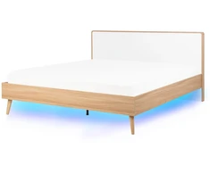 Beliani LED lova SERRIS 160 x 200 cm Šviesiai ruda