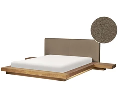 Beliani LED lova su boucle audiniu ZEN 160 x 200 cm natūralaus uosio spalvos