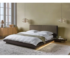 Beliani LED lova su Boucle ZEN 160 x 200 cm, tamsaus uosio spalvos