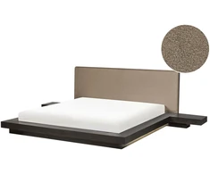 Beliani LED lova su Boucle ZEN 160 x 200 cm, tamsaus uosio spalvos