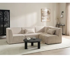 Beliani LEMVIG modulinė kampinė sofa 4 asmenims, kairinė, smėlio spalvos velvetas