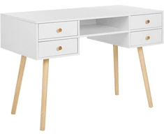 Beliani LEVIN rašomasis stalas 110 × 55 cm su stalčiais, baltas