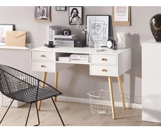 Beliani LEVIN rašomasis stalas 110 × 55 cm su stalčiais, baltas