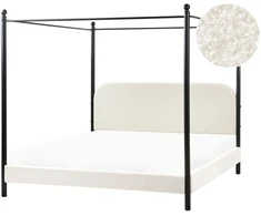Beliani Lova su baldakimu Boucle DANNEMOIS 180 x 200 cm, balta