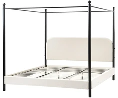 Beliani Lova su baldakimu Boucle DANNEMOIS 180 x 200 cm, balta
