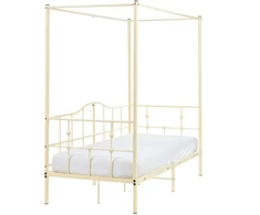 Beliani Lova su baldakimu Metal ARTONNE 90 × 200 cm, smėlio spalvos