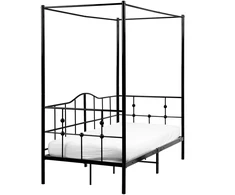 Beliani Metalinė lova su baldakimu ARTONNE 90 × 200 cm, juoda