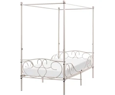 Beliani Metalinė lova su baldakimu SORMERY 90 x 200 cm šviesiai smėlio spalvos