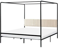 Beliani Metalinė lova su stogeliu MIRABEAU 180 x 200 cm Juoda