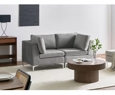 Beliani Modulinė 2-vietė sofa EVJA, pilkas veliūras