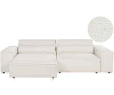 Beliani Modulinė 3 vietų kampinė sofa HELLNAR, dešininė, kreminės baltos spalvos, bouclé audinys