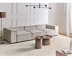 Beliani Modulinė 3 vietų sofa ARDAL, velvetinė, smėlio pilkos spalvos