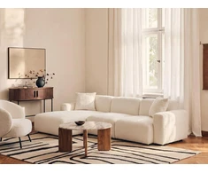 Beliani Modulinė 3 vietų sofa HEDE Boucle, balta, dešininė