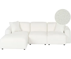 Beliani Modulinė 3 vietų sofa HEDE Boucle, balta, dešininė