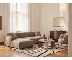 Beliani Modulinė 3 vietų sofa HEDE, ruda, dešininė