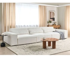 Beliani Modulinė 3 vietų sofa HELLNAR, kreminė balta spalva, Boucle audinys
