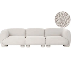 Beliani Modulinė 3 vietų sofa MJALBI, kreminė balta, „Boucle“ audinys