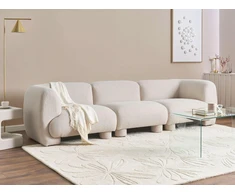 Beliani Modulinė 3 vietų sofa MJALBI, kreminė balta, „Boucle“ audinys