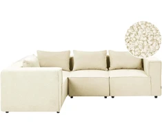 Beliani Modulinė 4 vietų kampinė sofa AXEBO dešininė, balta „Boucle“ audinys