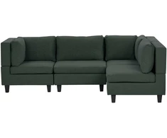 Beliani Modulinė 4 vietų kampinė sofa UNSTAD kairinė tamsiai žalia