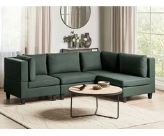 Beliani Modulinė 4 vietų kampinė sofa UNSTAD kairinė tamsiai žalia
