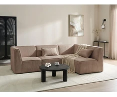 Beliani Modulinė 4 vietų sofa LEMVIG Kairinė, smėlio spalvos velvetas