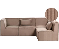Beliani Modulinė 4 vietų sofa LEMVIG Kairinė, smėlio spalvos velvetas