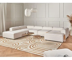 Beliani Modulinė 5 vietų kampinė sofa ARDAL Boucle, balkšva, dešininė
