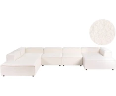 Beliani Modulinė 5 vietų kampinė sofa ARDAL Boucle, balkšva, dešininė