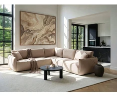 Beliani Modulinė 5 vietų kampinė sofa MESNALI, smėlio spalvos, kairinė