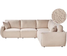 Beliani Modulinė 5 vietų kampinė sofa MESNALI, smėlio spalvos, kairinė