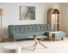 Beliani Modulinė išskleidžiama kampinė sofa 4 asmenims ALSTEN žalia, dešininė