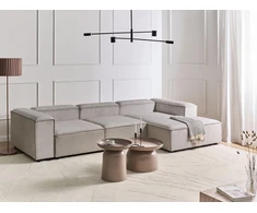 Beliani Modulinė kampinė sofa 4 asmenims ARDAL, velvetinė, smėlio ir pilkos spalvos, kairinė
