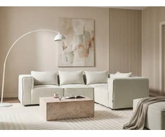 Beliani Modulinė kampinė sofa 4 asmenims AXEBO Kairinė, balta, Boucle audinys