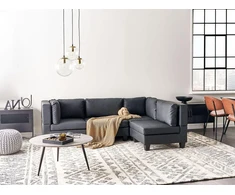 Beliani Modulinė kampinė sofa 4 asmenims UNSTAD kairinė juoda ekologiška oda