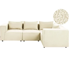 Beliani Modulinė kampinė sofa 4 asmenims AXEBO Kairinė, balta, Boucle audinys