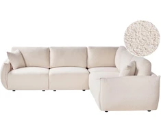 Beliani Modulinė kampinė sofa 5 asmenims MESNALI, buklė, balkšva, kairinė